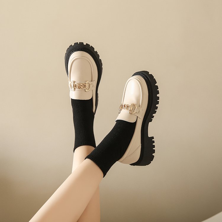 Old Money Chunky Leather Mocassins – Daurea Maison Metal Chain Edition