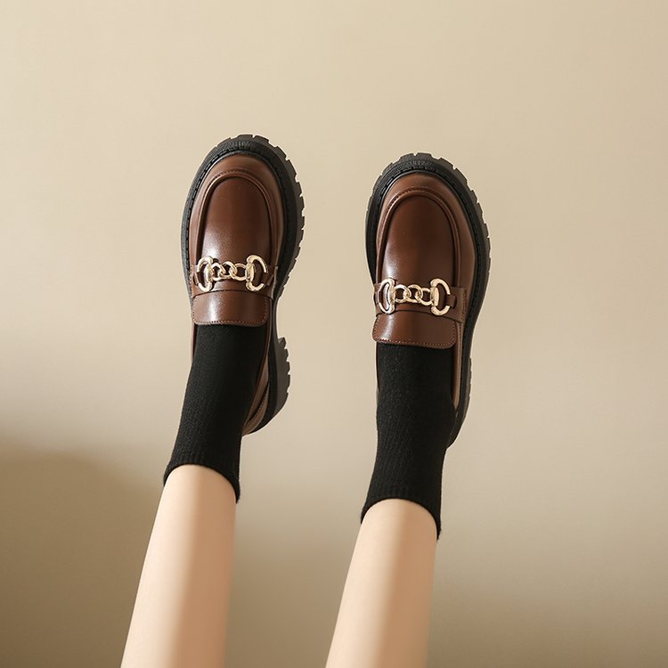 Old Money Chunky Leather Mocassins – Daurea Maison Metal Chain Edition