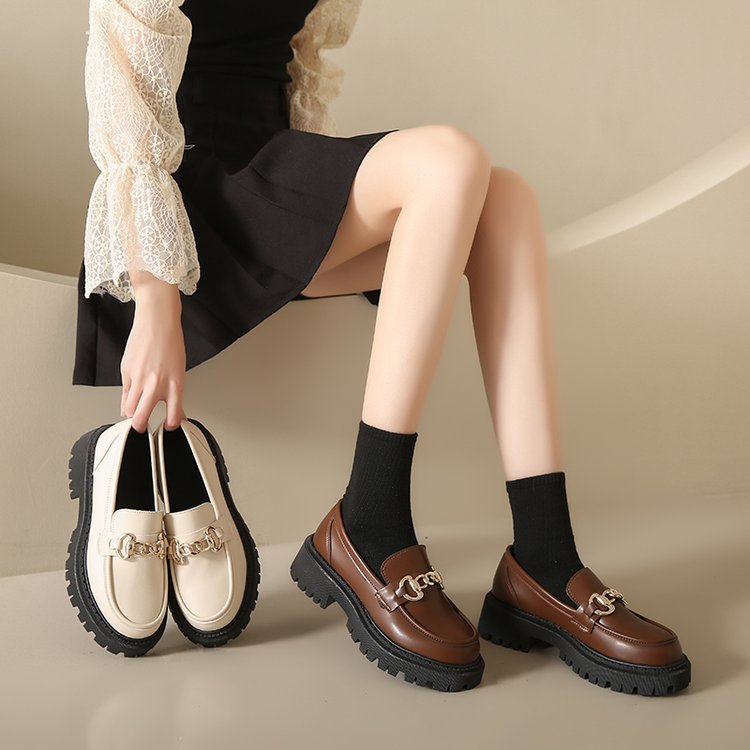 Old Money Chunky Leather Mocassins – Daurea Maison Metal Chain Edition